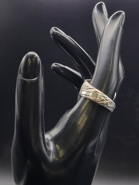 Bague double motif fleuri spiralé